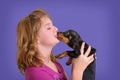 Girl with Dachshund Royalty Free Stock Photo