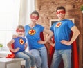 Girl, daddy and mom are Superhero Royalty Free Stock Photo