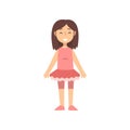 Girl Dancer Character in Pink Dress, Kid Dreaming of Future Profession Vector Illustration