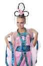The girl-dancer in a costume of the Japanese Royalty Free Stock Photo