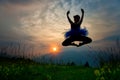 Girl dancer in nature at the sunset Royalty Free Stock Photo