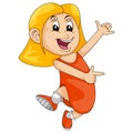 The girl dances cheerfully cartoon vector illustration