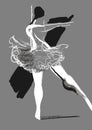 Girl dancing ballet, abstract illustration