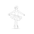 Girl dancing in ballet shoes and ballet tutu. Little ballerina Royalty Free Stock Photo