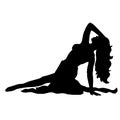 The girl is dancing. Belly dancing. Silhouette.