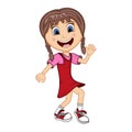 Girl dancing cartoon with smile