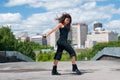 Girl dancing hip-hop over urban landscape Royalty Free Stock Photo