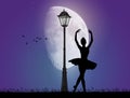 Girl dancing with tutu in the moonlight