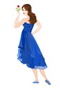 Girl in dark blue formal dress