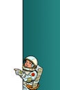 Girl daughter child astronaut. Point to copy space poster