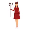 Girl devil fork costume icon cartoon vector. Cute kid