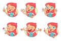 Girl in different situations. Funny grimace Royalty Free Stock Photo