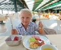 Girl dinner on summer vacation