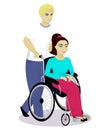 Girl with disabilities in a wheelchair with boy Royalty Free Stock Photo