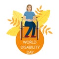 The girl is disabled in a wheelchair. World disability day.