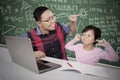 Girl disturbed by his father scolding in class