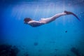 Girl dive in Red sea with wish Royalty Free Stock Photo