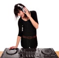 Dj play music on turntables