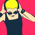 Girl DJ. Pop Art style