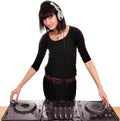 Girl dj with turntables