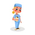 Girl Doctor Character in Uniform, Kids Hobby or Future Profession Concept Cartoon Style Vector Illustration Royalty Free Stock Photo