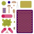 A set of massagers and applicators for massage and self-massage. Vector illustration