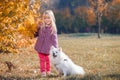 Girl, dog, fun, forest Royalty Free Stock Photo
