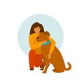 Girl with a dog hug cute vector illustration Royalty Free Stock Photo