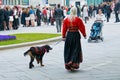 The girl and dog at norwegian constitution day