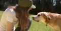 Girl and Dog in the Park Royalty Free Stock Photo