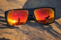 Girl and dog reflection in sunglasses Royalty Free Stock Photo