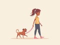 Girl and Dog Walking Together Royalty Free Stock Photo