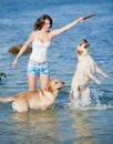 Girl with dogs Royalty Free Stock Photo