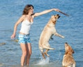 Girl with dogs Royalty Free Stock Photo
