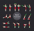 Girl exercises with elastic band. Exercises for the back muscles .