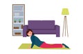 The girl is doing exercises. Sports at home. Vector illustration Royalty Free Stock Photo