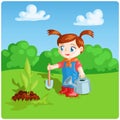 Girl doing garden work