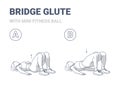 Girl Doing Glute Bridge Exercise with Fitness Mini Ball Guidance Illustration Outline Concept.