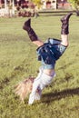 Girl doing hand stand