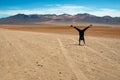 Girl doing a handstand in the desert Royalty Free Stock Photo