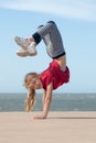 Girl doing handstand Royalty Free Stock Photo