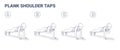 Girl Doing Plank Shoulder Taps Workout Exercise Guide. Woman Doing Shoulder Touches from Plank.