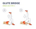 Girl Doing Single Leg Glute Bridge Home Workout Exercise Guidance. Fitness Woman Performing Aerobics