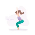 Girl doing yoga pose,Chair Pose or Utkatasana asana in hatha yoga