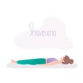 Girl doing yoga pose,Corpse Pose or Shavasana asana in hatha yoga Royalty Free Stock Photo