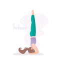 Girl doing yoga pose,Shirshasana or Yoga Headstand is an asana in hatha yoga