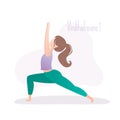 Girl doing yoga pose,Warrior Pose or Virabhadrasana asana in hatha yoga Royalty Free Stock Photo