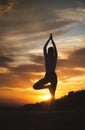 Sunset Yoga Activity Royalty Free Stock Photo