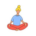 Girl doing yoga vector cartoon illustration. Woman in sport clothes hand drawn concept Royalty Free Stock Photo
