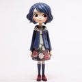 Charming Anime Girl Figurine With Blue Hair - Highly Detailed And Life-size Royalty Free Stock Photo